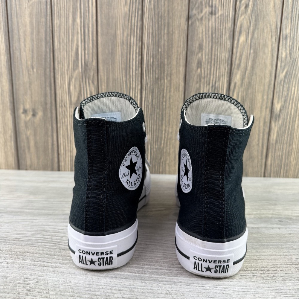 Converse Black and White Platform Chuck Taylor High Top Sneakers - Picture 8 of 13